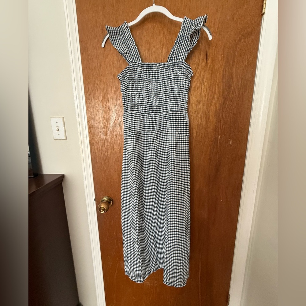 Gingham Checkered Dress with ruffle sleeves